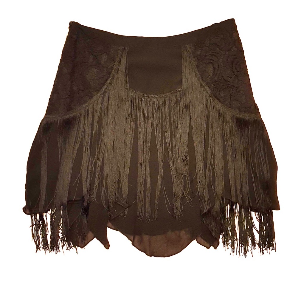 Free people lace fringe mini skirt